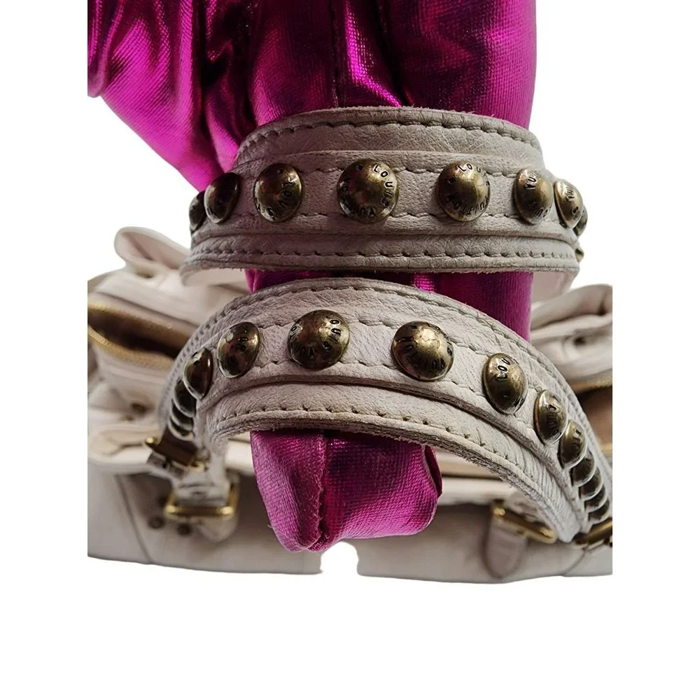 Louis Vuitton White Leather Sac Riveting Bag - Dust Bag + Lock & Key + COA - Picture 13 of 16